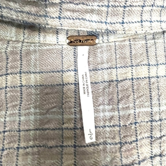 Free People Elai Plaid Check Open Back ShirtDress Ivory Combo size Large - Picture 13 of 15